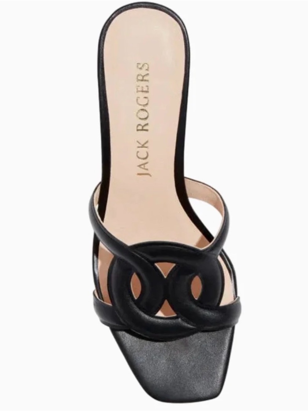 Jack Rogers, new with tags, Dobson Black Leather kitten heel Sandal, sz 8.5